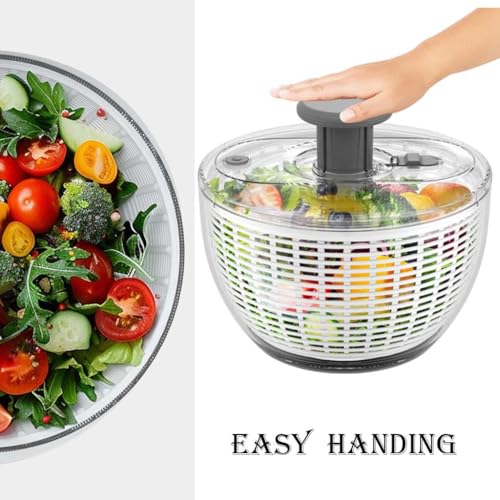 X&E Large 6-Quart Salad Spinner, Family-Size Lettuce Dryer, One-Touch Brake, Fruit & Veggie Washer, Dishwasher Safe, Essential Kitchen Helper