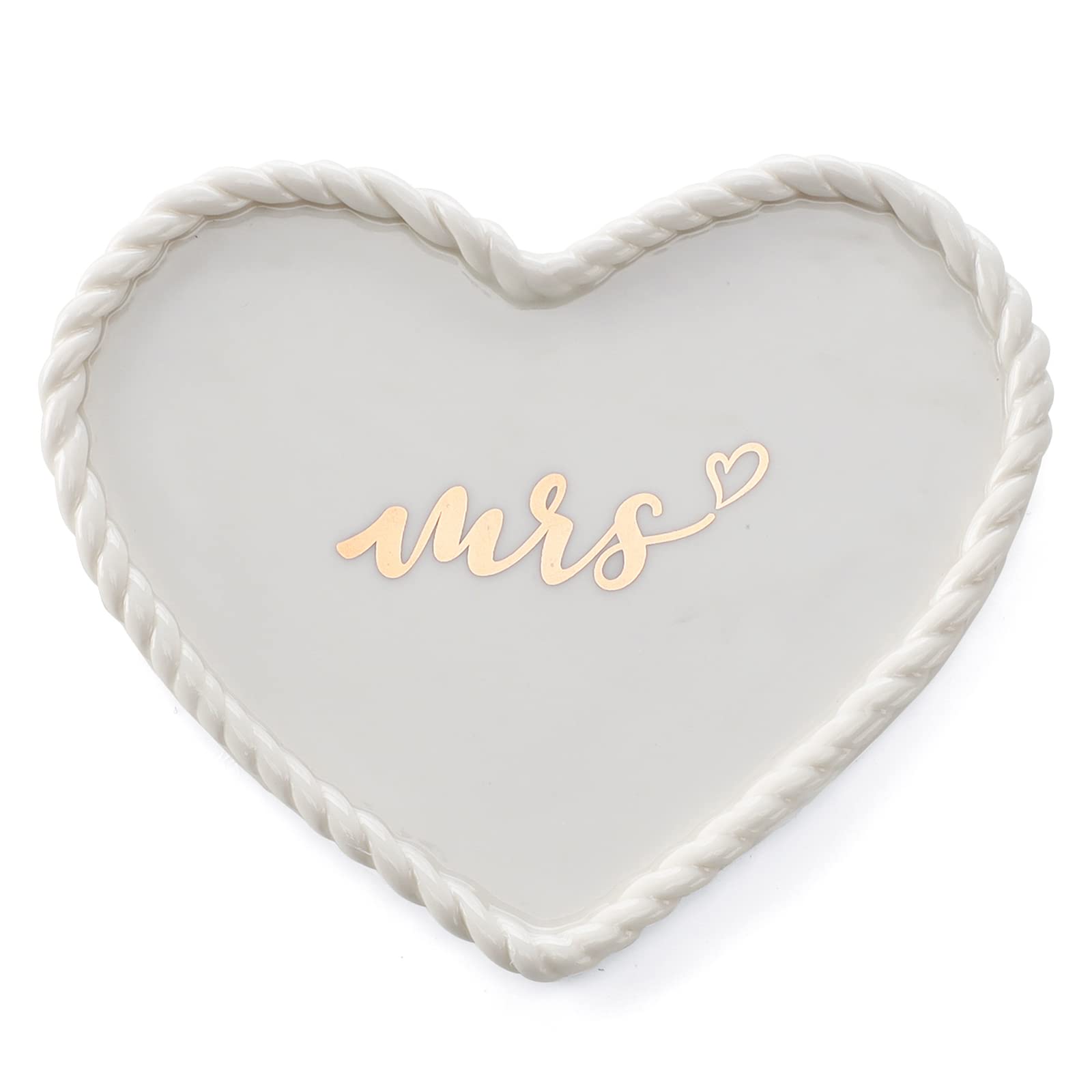 Photo 1 of HOME SMILE Mrs. Jewelry Ring Dish Tray with Handmake Knit Edges,Engagement Engaged Wedding Bridal Gifts for Newly Engaged Friend,Daughter, Sister,Newlyweds,BFF