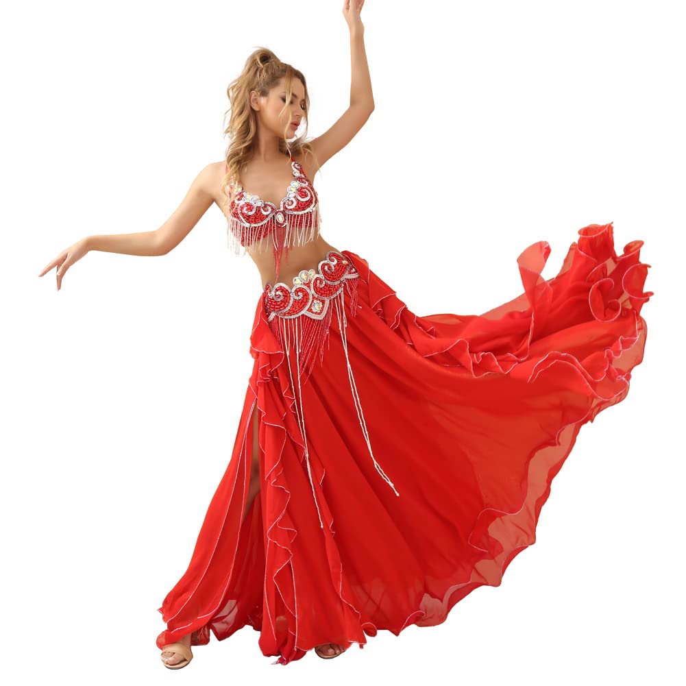 Photo 1 of ROYAL SMEELA Belly Dance Costume for Women Belly Dance Bra and Belt Chiffon Dance Skirt Bellydance Costume Carnival Outfit