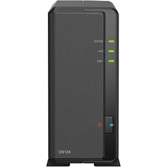 Synology DS124 1-Bay Diskstation NAS (Realtek RTD1619B 4-Core 1.7 GHz 1GB DDR4 RAM 1xRJ-45 1GbE LAN Port) 4 TB Bundle with 1 