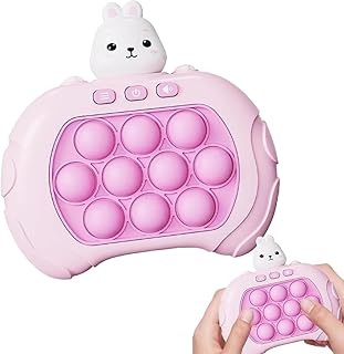 Pocket Game for Kids, Quick Push Bubble Competitive Game Console Series Creative Decompression Game Console, Decompression Puzzle Game Machine Multiple Game Modes Toy for Kids Adult (Pink)
