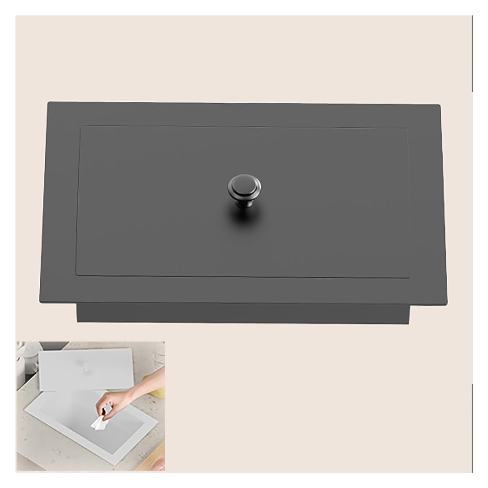 Trash Can Top Bins, Countertop Trash Can Lid Only, Recessed Garbage Bin Cover, Stainless Steel, Multicolor(Gris)