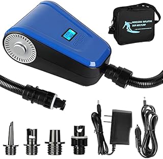 Pompa Elettrica Pompa per tavola da paddle SUP DC12V/AC220V 110W 2500MAH*3 Pompa per aria a batteria MAX 20PSI per barche da tavola da paddle Ginnastica gonfiabile Tappetino per tenda Galleggianti