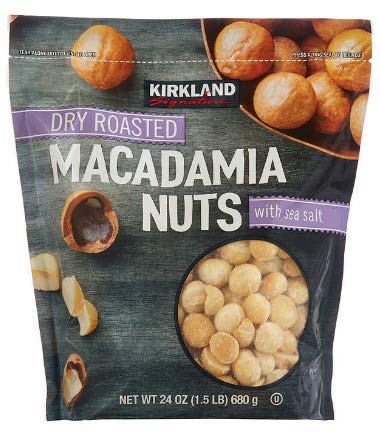 Kirkland Signature Nueces de macadamia tostadas en seco con sal marina de 24 onzas (paquete de 3) en_US