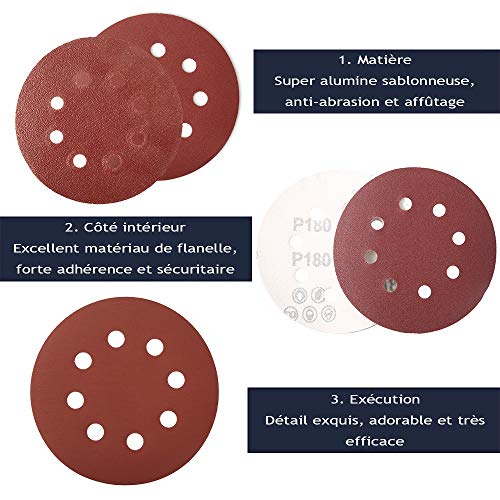 100 Stück Schleifscheibe, Sandpapier, Schleifpapier, für Kreischleiferkörnung 80/180/240/320/400/800/1000/1500/2000/3000 125 mm