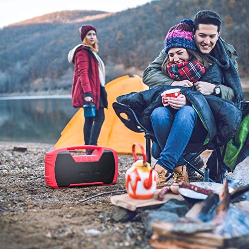 AOMAIS GO Bluetooth Speakers,Waterproof Portable Indoor/Outdoor 40W Wireless Stereo Pairing Booming Bass Speaker,40-Hour Playtime with 10000mAh Power Bank,Durable for Home Party,Camping-2020 New(Red)