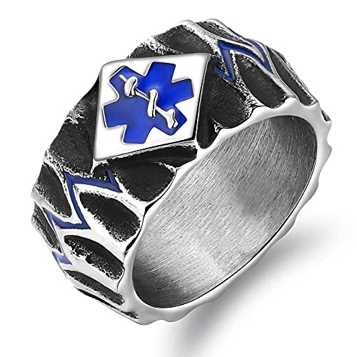 MCPPP Bijoux Minimalistes Hommes Bague en Acier Au Titane, Signe Médical Rétro, Mariage Vintage Élégant pour Hommes Femmes Cover