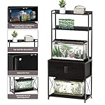 20-29 Gallon Fish Tank Stand, Aquarium Stand with 2 Shelves and Cabinet Accessories Storage, for 20 Gallon Long Aquarium, Metal Frame 32.28" L*16.53" W PG03YGB - Image 5