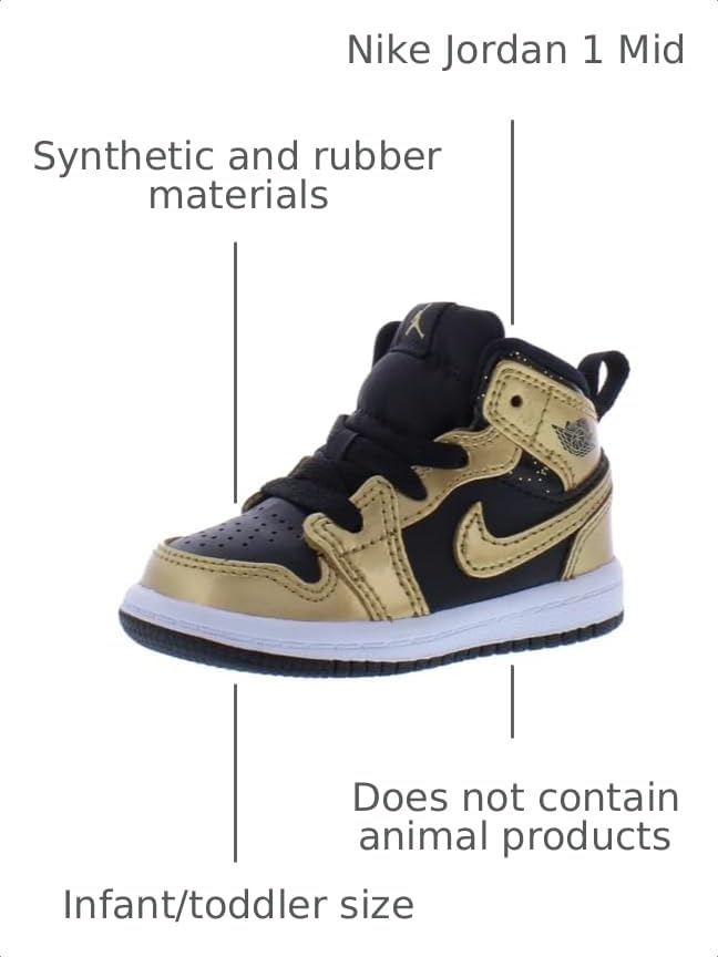 Image of Toddler's Jordan 1 Mid Black /Metallic Gold-White (DR6969 071) - 4
