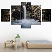 SIGNWIN 5 Panel Canvas Wall Art Mountainfalls for Home Decorations Ready to Hang - 60