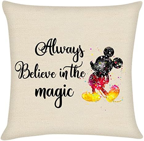 Cute Mouse Merch Throw Pillow Covers Allways Believe in The Magic Gifts Pillow Case Anime Cartoon Couch Pillow Cover for Living Room Bedroom Home for Couch Couch Bed Car (Mouse Pillowcase)