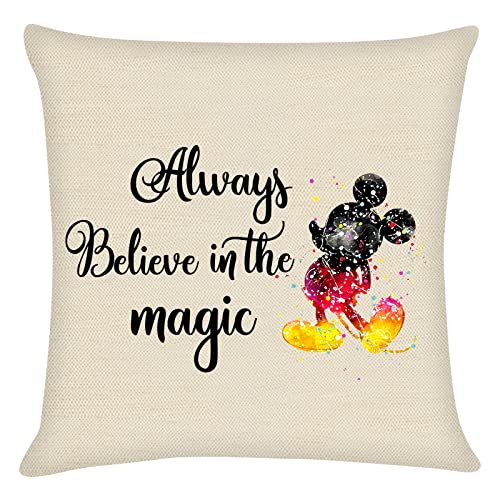 Cute Mouse Merch Throw Pillow Covers Allways Believe In The Magic Gifts Pillow Case Anime Cartoon Couch Pillow Cover For Living Room Bedroom Home For Couch Couch Bed Car (Mouse Pillowcase) #TOP3
