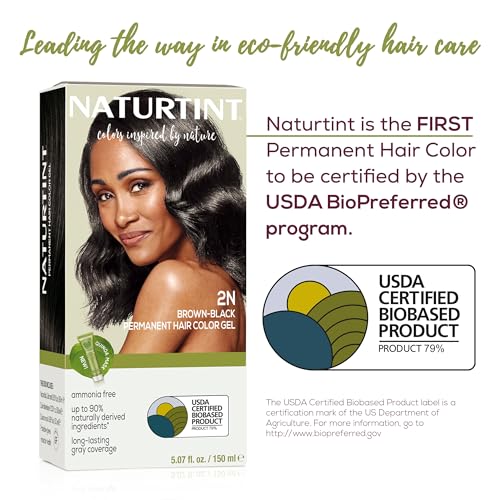 Image of Naturtint 2N Brown Black Permanent Hair Color (Pack of 6), Ammonia Free, Vegan, Cruelty Free, up to 100% Gray Coverage, Long Lasting Results (Packaging may vary)