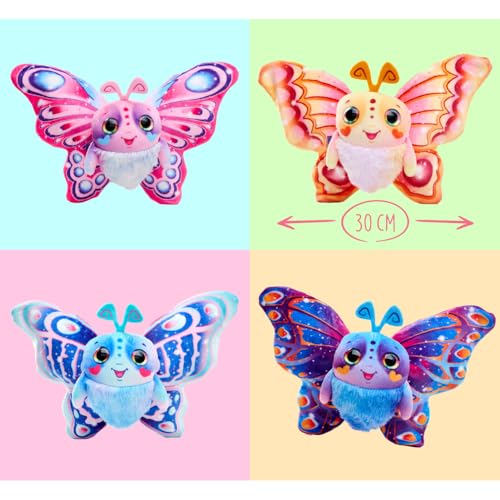 Simba Plüsch Schmetterling Fluffyfly (30 cm) – Aufblasbares Kuscheltier mit Regenbogen-Augen und Überraschungseffekt – Geschenkidee für Kinder – weiches Stofftier ab 3 Jahren für Mädchen und Jungen