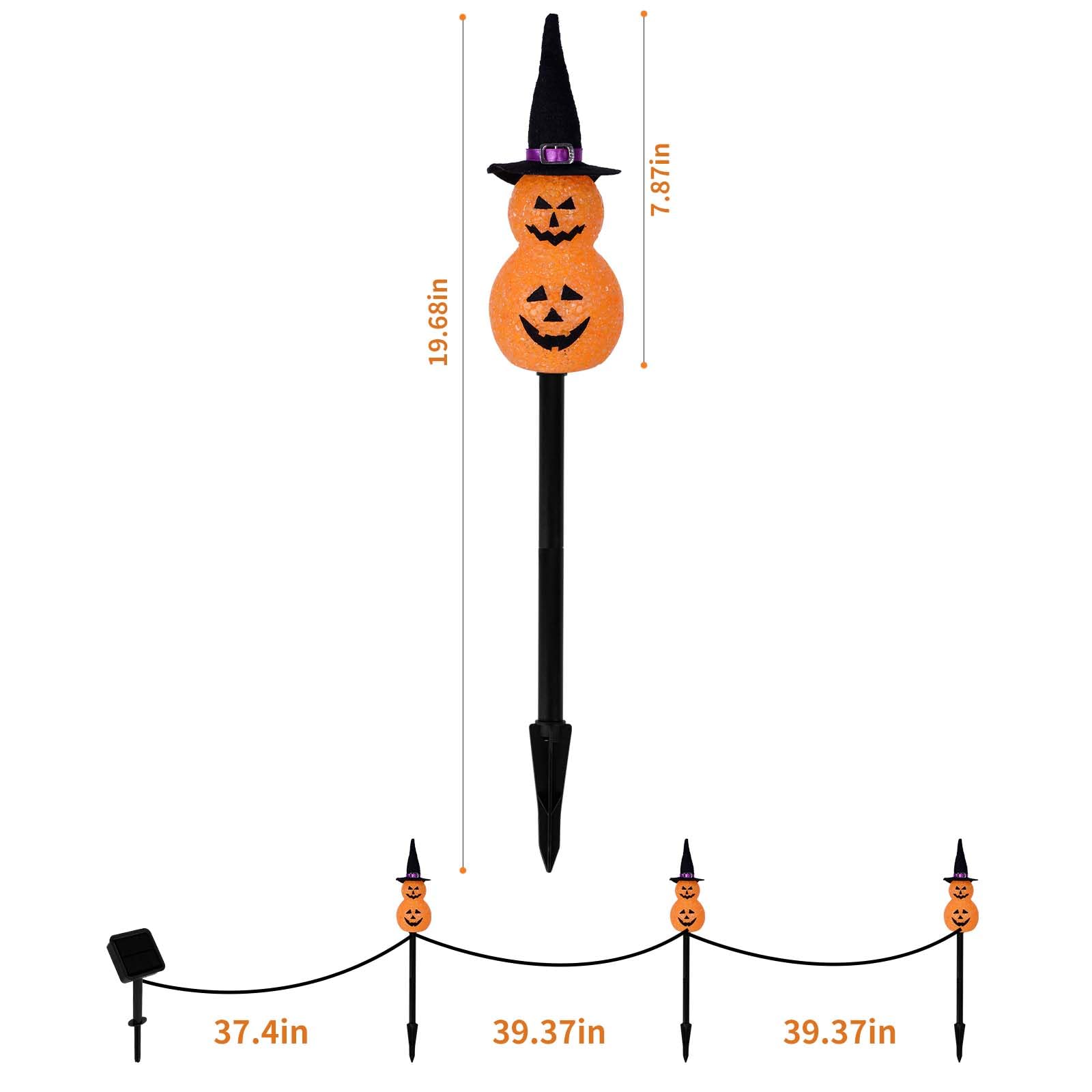 LIGHTSHINE 3PCS Jack-O-Lantern Solar Halloween Decorations, Solar Landscape Pathway Lightsï¼ŒHalloween Pumpkin Stakes Lights, Outdoor Halloween Lights Decor for Yard, Patio, Porch