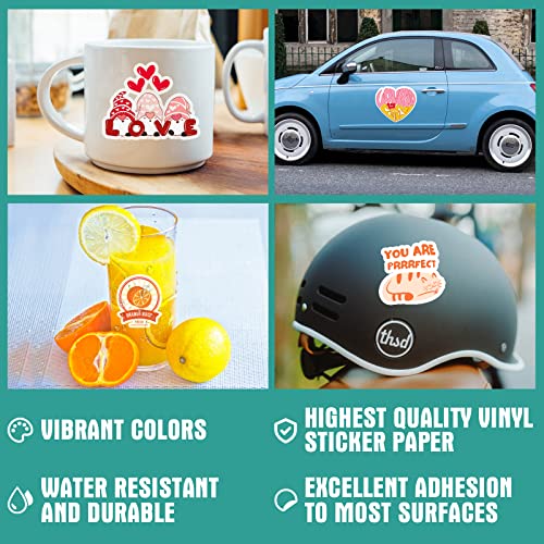 Mecolour Printable Vinyl Sticker Paper For Inkjet Printer - 50 Sheets Glossy White Waterproof, Dries Quickly Vivid Colors, Holds Ink Well- Tear Resistant #TOP3