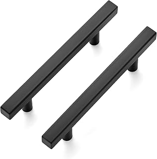 Ravinte 30 Pack 6 Inch Square Cabinet Pulls Matte Black Stainless Steel Drawer Handles 3-3/4" Hole Center