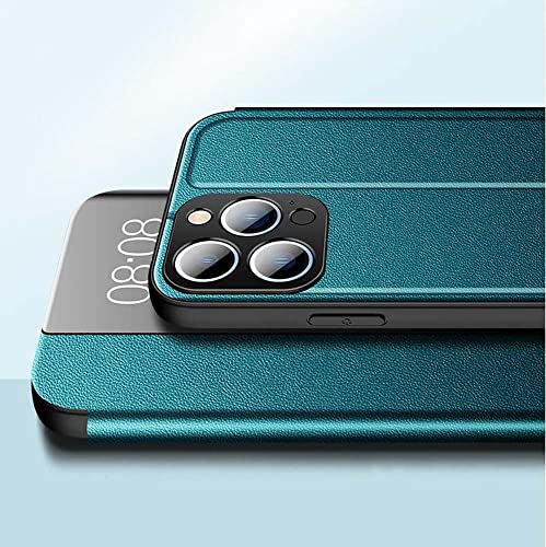 Étui iPhone 13 Pro Max à rabat orange avec fenêtre et béquille