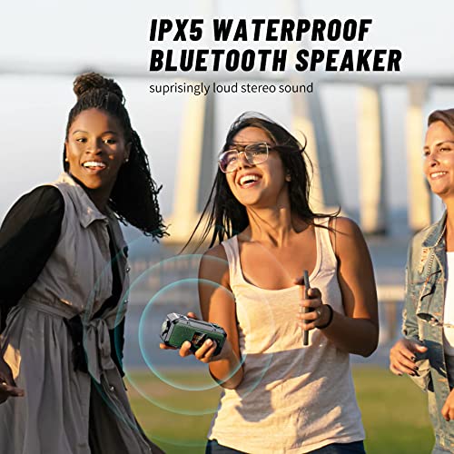 Emergency Radio Waterproof Bluetooth Speaker,Wb Weather Radio Noaa Alert, Digital Portable Am Fm Small Radio, Hand Crank Solar Survival Radio With 2000Mah Cell Phone Charger, Flashlight, Storm Radio #TOP1