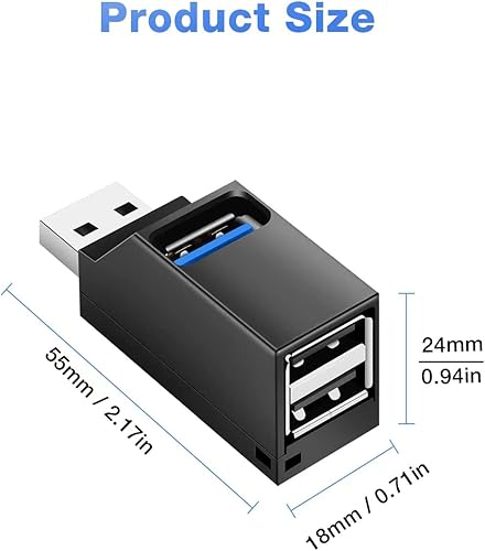 Miniatura 7 de Hub USB 3.0, 3 puertos USB Hub USB Splitter para portátil, adaptador múltiple USB para mouse, Keyborad, impresora, unidad flash, Xbox y más (negro
