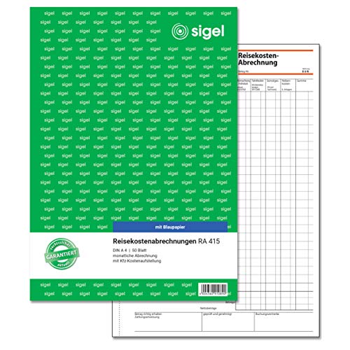 Preisvergleich Produktbild SIGEL RA415 Reisekostenabrechnung monatlich, A4, 50 Blatt