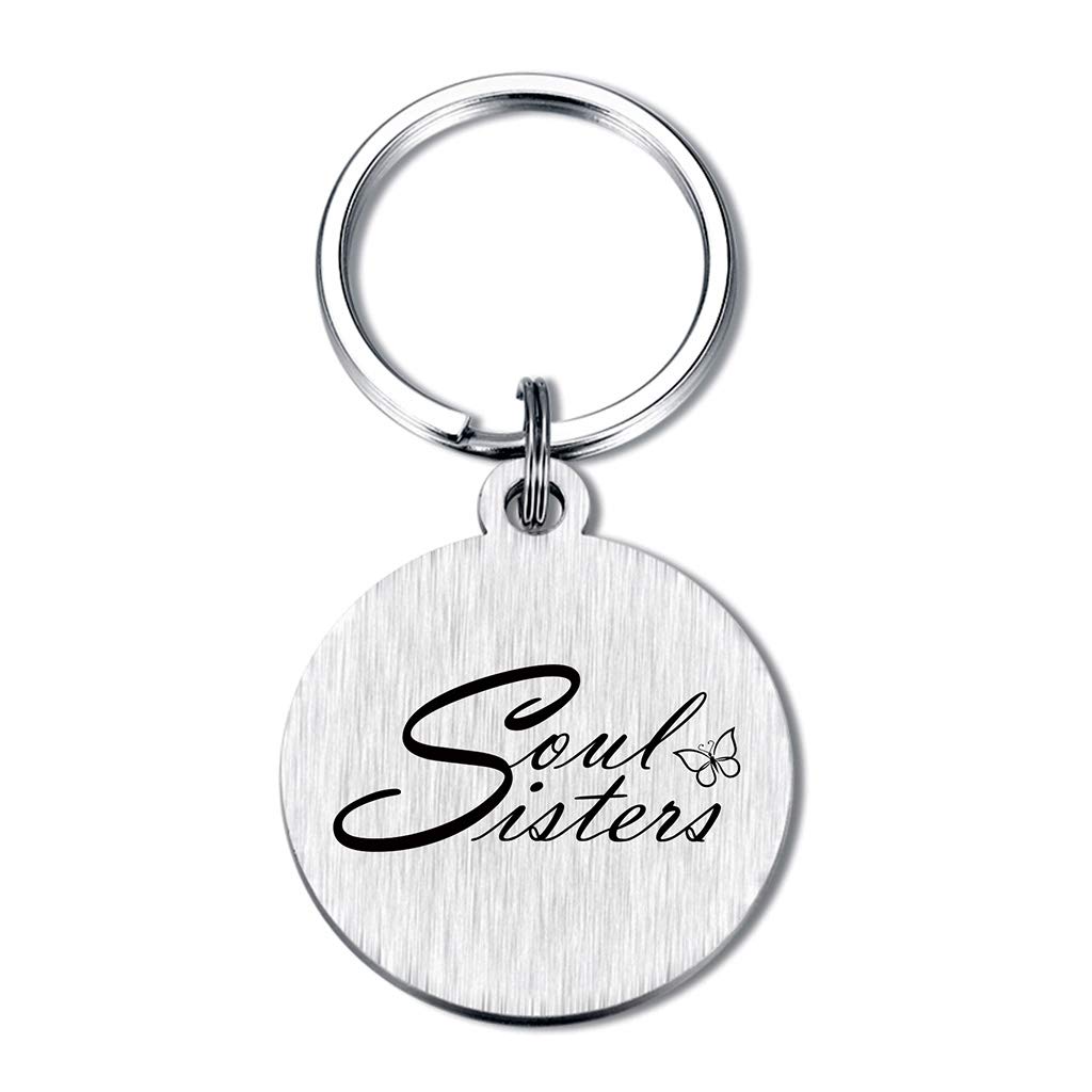 Soul Sisters Gifts Side by Side or Miles Apart Unbiological Sister Keychain