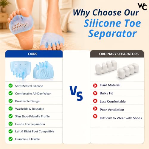 Image of Wonder Care Toe Separator Socks Foot Alignment Bunion Corrector Silicone Spacer Hallux Valgus Support Unisex