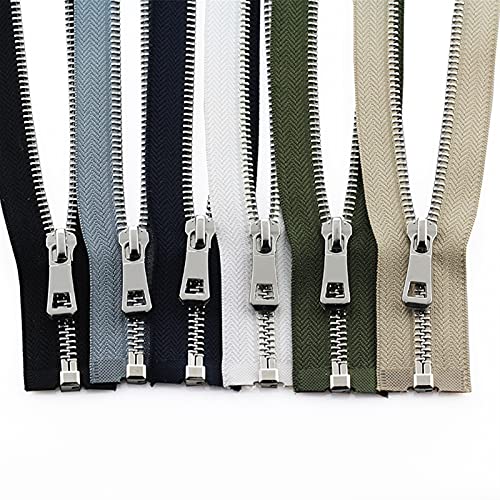 Mdingbao-Zippers 5# 35/45/55/65/75/85cm Open-end Auto Lock Platinum Plating Metal Zipper Use for Clothes Shoes Pocket Garment, Strong and Sturdy (Color : Khaki, Length : 75cm)4