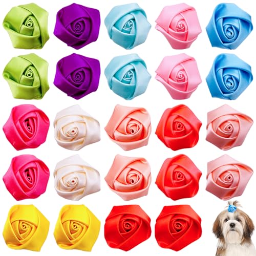 24pcs12pairs Dog Hair Flowers Bows with Rubber Band Rose Pink Red Blue Purple Color for Small Medium Puppy Doggy Pet Animals Grooming Accessories Attachment  Cucciolini Doodles 24pcs12pairs dog hair flowers bows with rubber band rose pink red blue purple color for small medium puppy doggy pet animals grooming accessories attachment   cucciolini doodles