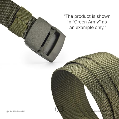 CRAFTMEMORE Tactical Nylon Web Belt, 1.5 Inch Wide, Military Style with Plastic Buckle SPB73