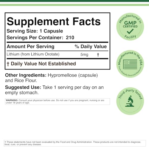 Double Wood Supplements 850033272819 Lithium Orotate Supplement