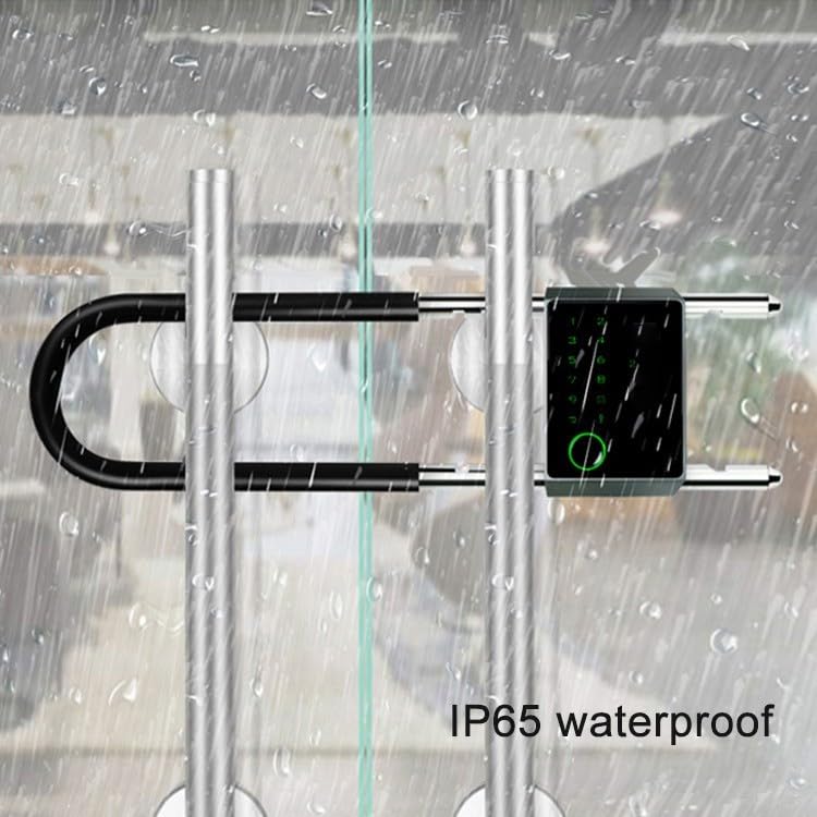 Candado inteligente impermeable en forma de U, capacidad de 100 huellas dactilares y 30 juegos de contraseñas, y desbloqueo NFC, para control de aplicación Tuya, IP65 resistente al agua (430 mm)