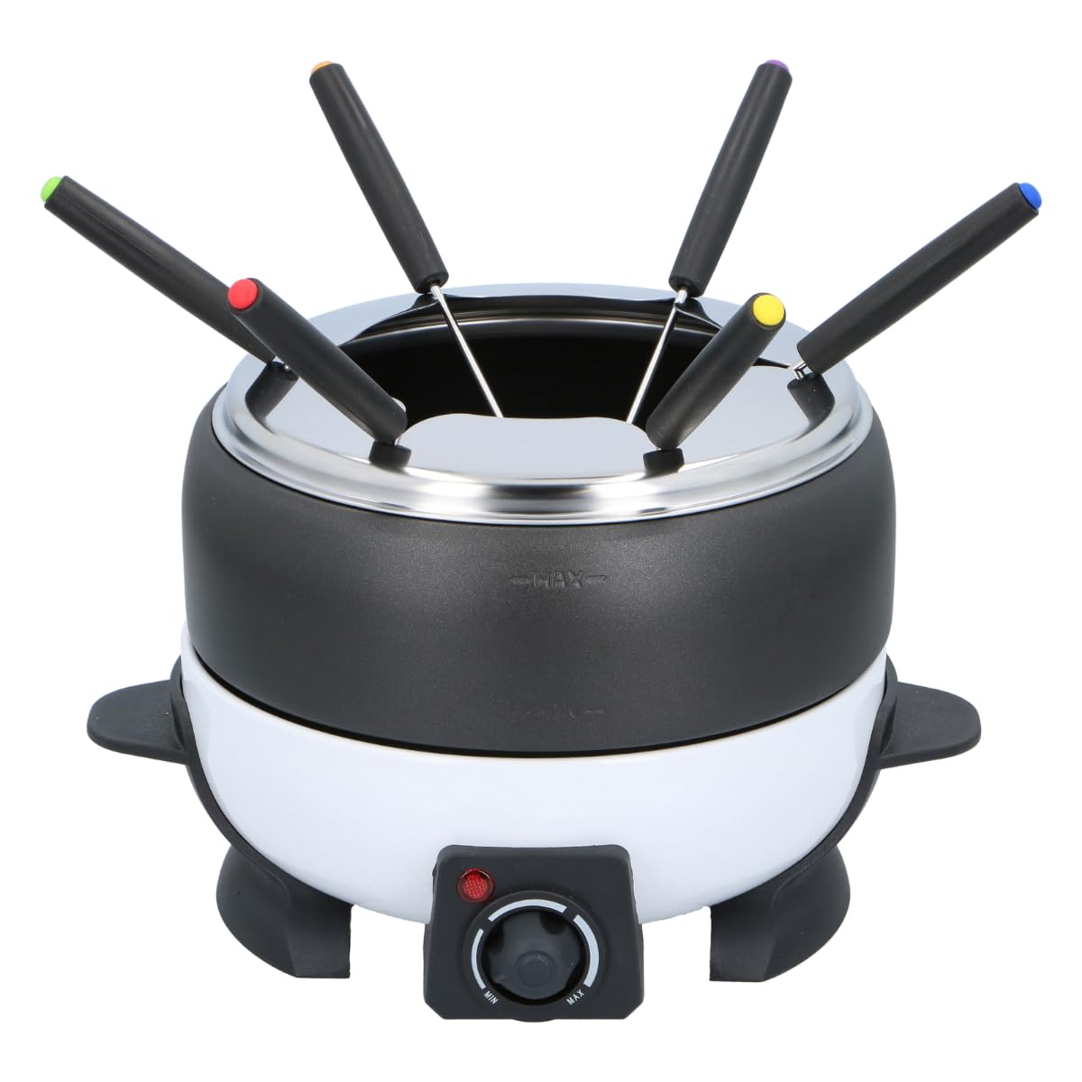 Deluxe Appareil á Fondue électrique 800W – Caquelon de 2L pour 6 Personnes - Convient pour Fromage et Chocolat – Incl. Fourchettes – Température Réglable