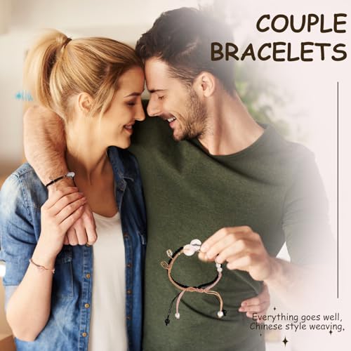 Image of Generic 2 pcs Couples Chinese Style Handwoven Safety Buckle Bracelets - Matching Bracelets for Couples, Chinese Design, Protection and Luck, Ideal Gift for Lovers, middle, Black,pink