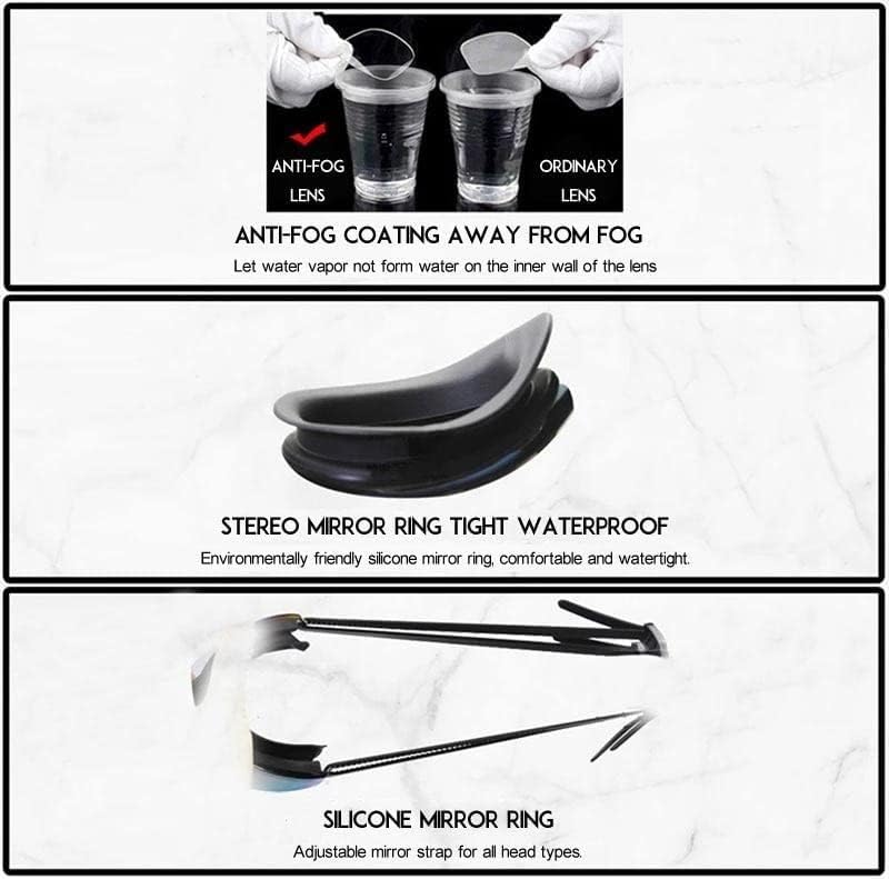 Gafas de natación con Montura Grande, Revestimiento antivaho, Impermeables, protección UV, Profesionales.(C)