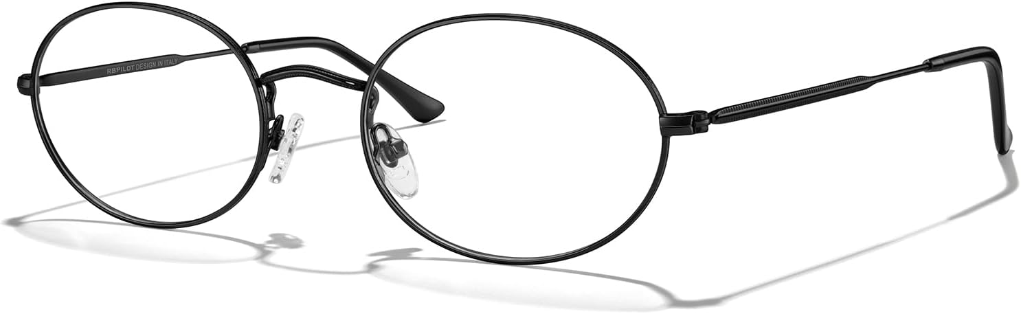 Oval Reading Glasses for Women Men Blue Light Blocking Computer Thin Metal Full Rim Frame Readers