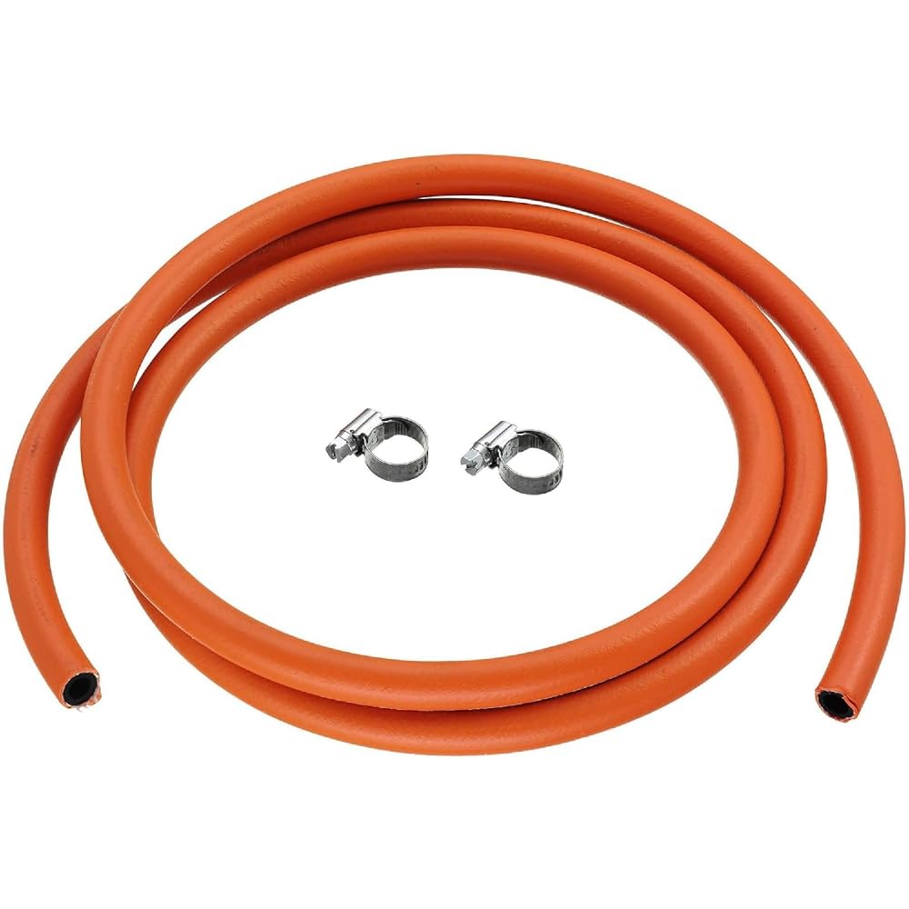 Jd Brands Red 2M Lpg Gas Hose – 8Mm Internal Bore For Butane & Propane With 2 Hose Clips – Ideal For Bbqs, Heaters & Outdoor Appliances