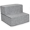 Best pet supplies dog stairs steps foam steps for small dogs cats non slip indoor balanced pet step support dog ramp no assembly ash gray linen foldable 2 step 12 inch height  urban country home decor