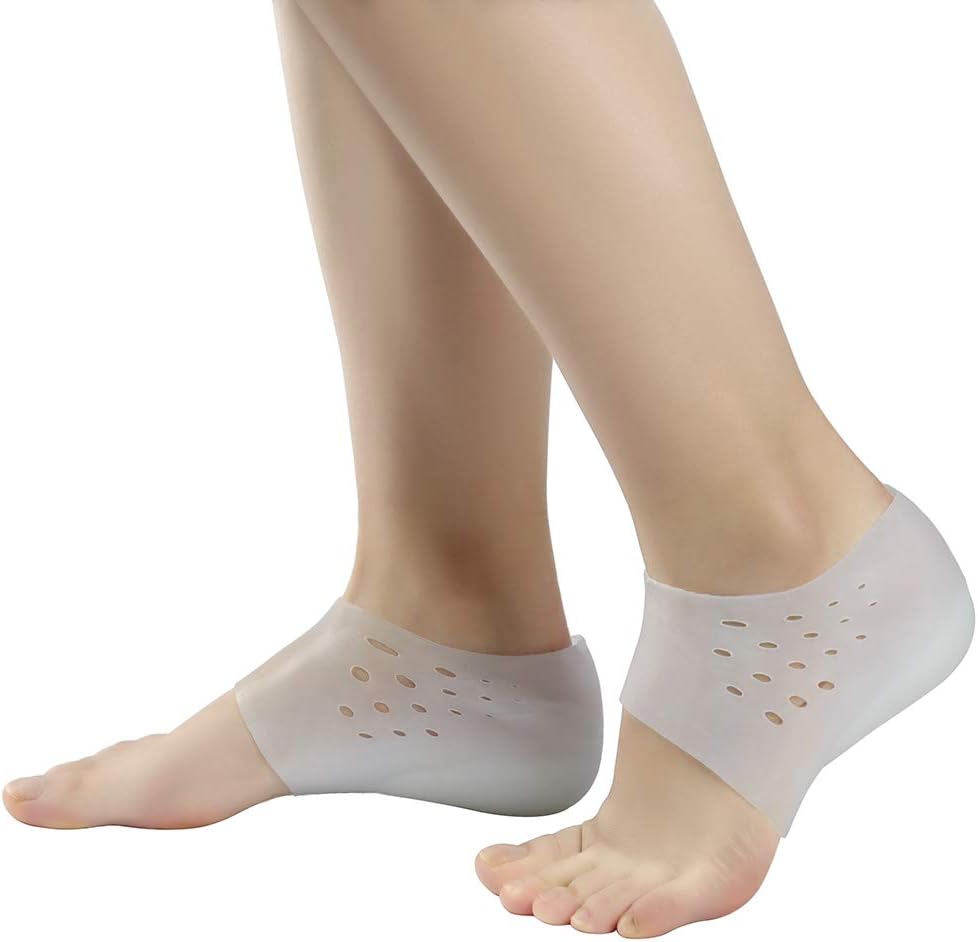 1Pair Height Increase Socks, Insole Increased Comfortable Silicone Half Pad Heel Sets Invisible Heel Protector Size 4cm/1.6inch