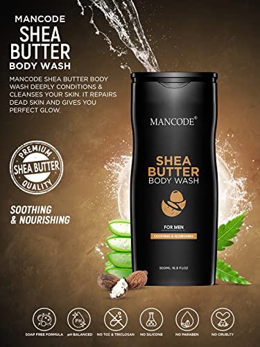 Image of MAN CODE Body Wash For Men Refreshing & Detoxifying Treats Oily Skin Body Wash Gel For Men Size One Bottle - 450Ml (Shea Butter Coffee 3 In1 Hydro Body Wash Gel, Pack Of 3)