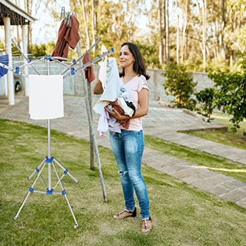 HomRush Rotary Airer Free Standing Portable Washing Lines - Folding 4 Arm & Legs Lightweight Umbrella Dryer Clothes Line for Indoor Outdoor Natural Cloth Drying