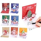 8 Piezas Tarjetas Navidad, Postales Navidad 3d con Sobres, Pop Up Tarjeta Navidad Originales 3d Tarjetas 3D Navidad, Felicitaciones Personalizadas