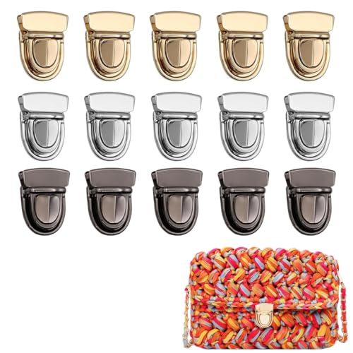 NHPY 15 Piezas Hebillas para Bolsos, Cerraduras para Bolsos, Cierres para Bolsos de Ganchillo, Candados con Hebilla para Bolsos de Metal, con Cierre en Espiral, para Bolsos de Cuero, Carteras