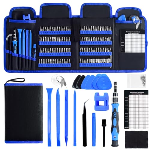 168Pcs Precision Screwdriver Set for Electronics–Multi-Bit Repair Tool Kit for iPhone,MacBook,Laptop,Tablet,PS4,Xbox,Nintendo|Magnetic Mat,ESD Tweezers,Suction Cup&Spudger|Comes with Repair Tool Bag