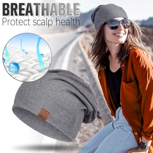 GXCROR Damen Herren Beanie, Slouch Beanie Mütze - Weiche Baumwolle, Atmungsaktive Longbeanie für Chemo & Alle Jahreszeiten