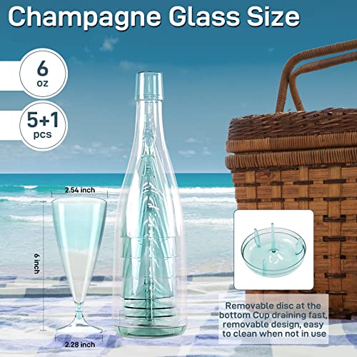Zonbaizey Champagne Flute With Outer Cup 5 Stemless Plastic Champagne Flutes 6 Oz Capacity, Shatterproof, Reusable, Bpa-Free, Ideal For Home Bar, Special Occasions(Blue) #TOP2