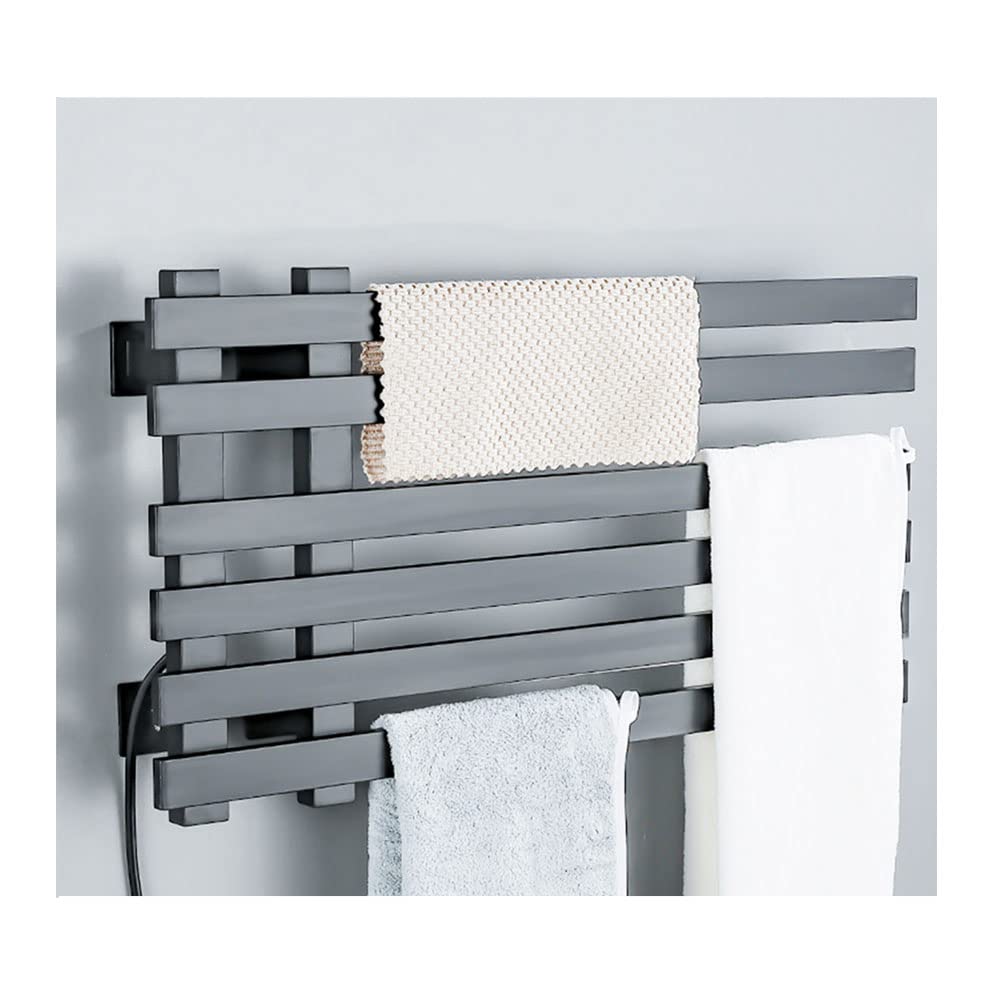 Sèche-serviettes électrique gris 60x31,5x8 cm pour radiateur de salle de bain mural
