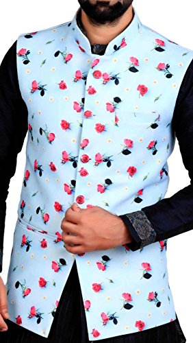Image of Veera Paridhaan Printed Cotton Jute Nehru Jacket Men