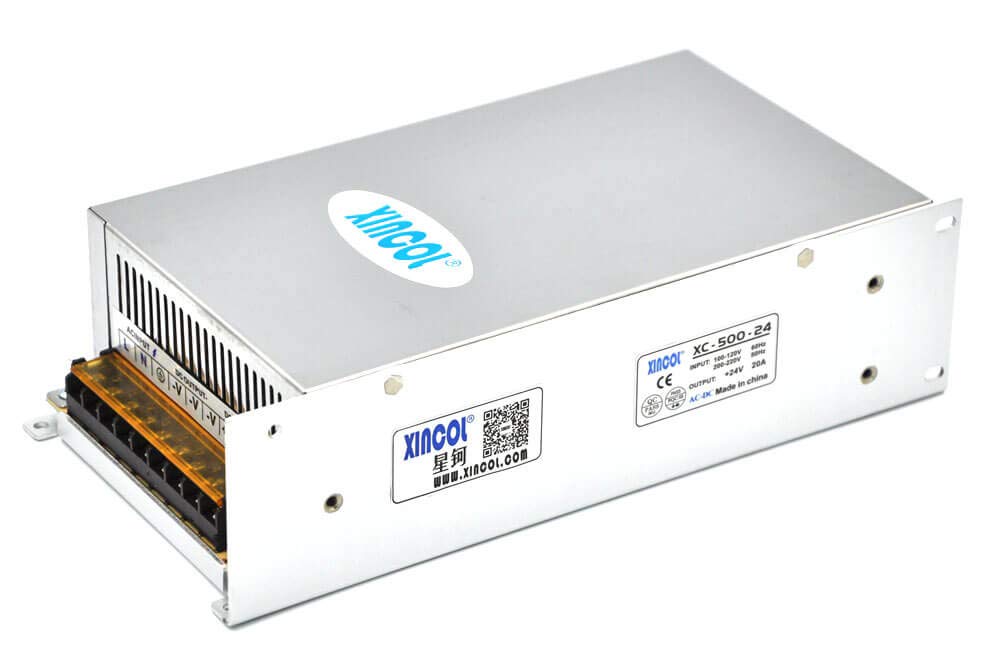 XINCOL AC na DC konwerter AC110 V/220 V na DC 24 V 20 A 500 W zasilacz transformator regulowany do taśmy LED, CCTV, kamery, projektu komputerowego itp.