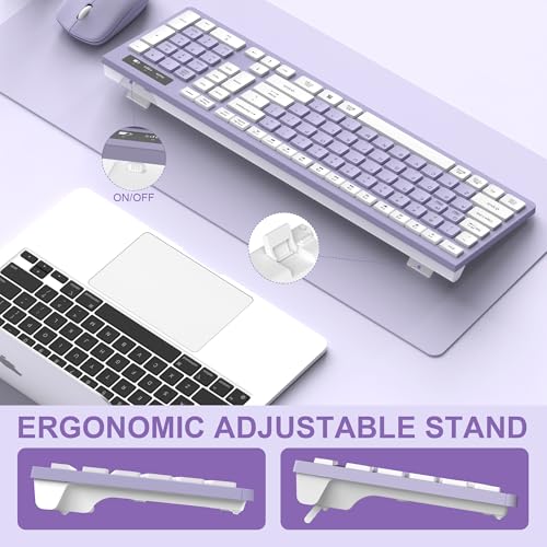 Wireless Keyboard and Mouse Combo, Full-Sized Wireless Keyboard and Adjustable DPI Mouse, 2.4GHz USB Receiver, Silent Keyboard and Mouse for PC, Windows, MAC, Desktop, Laptop(Purple) - Image 5